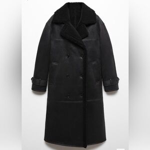 MANGO SHEARLING-LINED FUR-EFFECT COAT